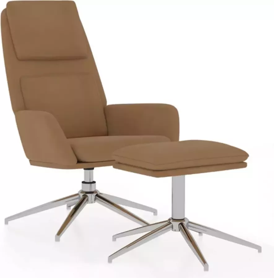 VidaXL Relaxstoel met voetenbank microvezelstof taupe - Foto 5