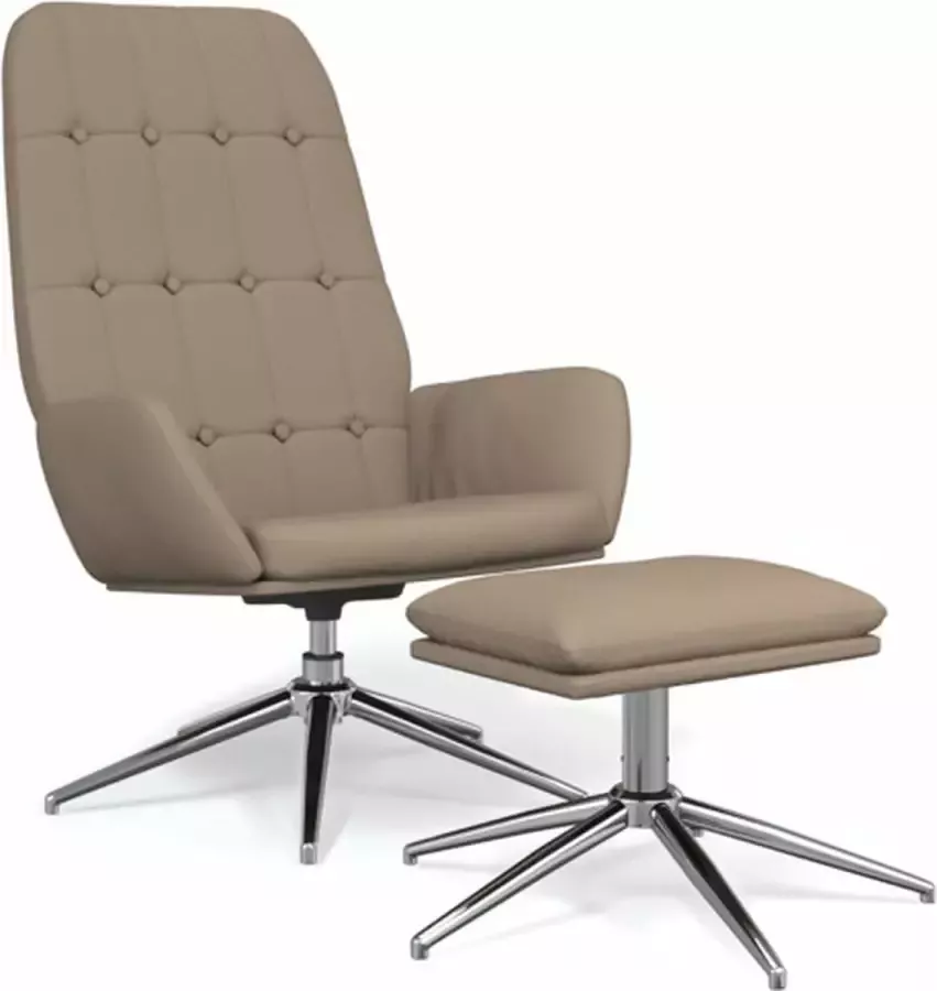 VidaXL Relaxstoel met voetenbank microvezelstof taupe - Foto 3