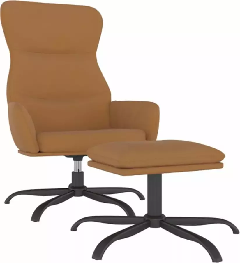 VIDAXL Relaxstoel met voetenbank microvezelstof taupe - Foto 2
