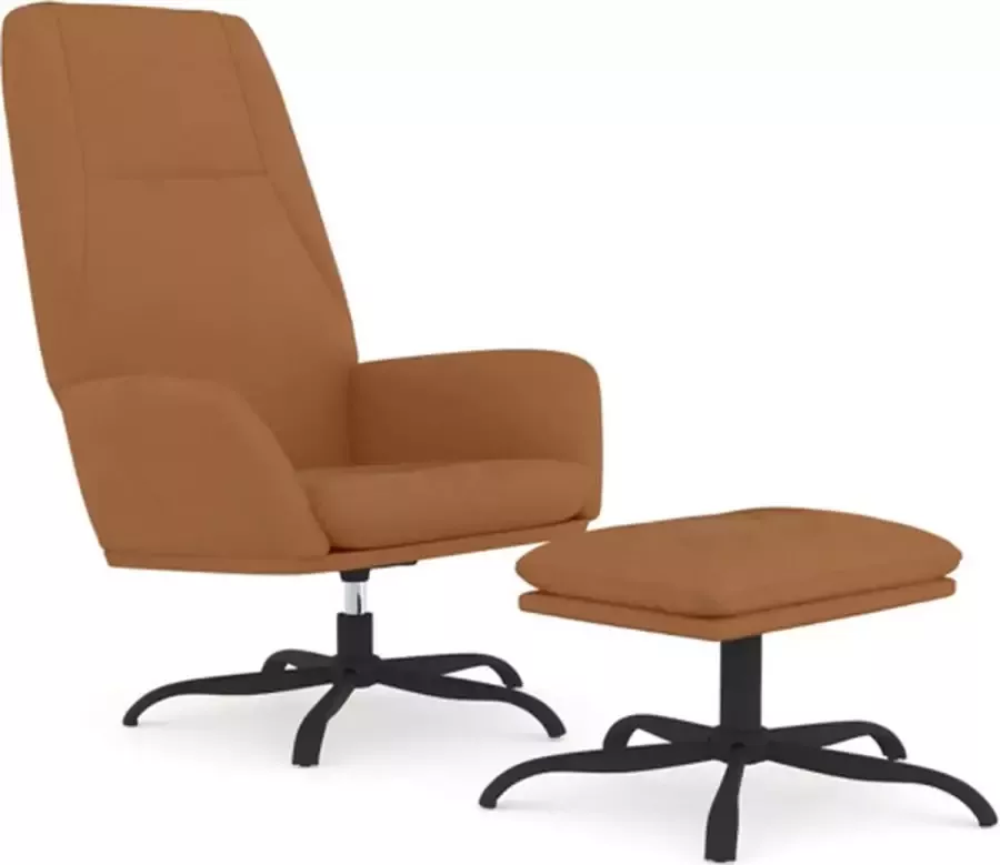 VidaXL Relaxstoel met voetenbank microvezelstof taupe - Foto 6