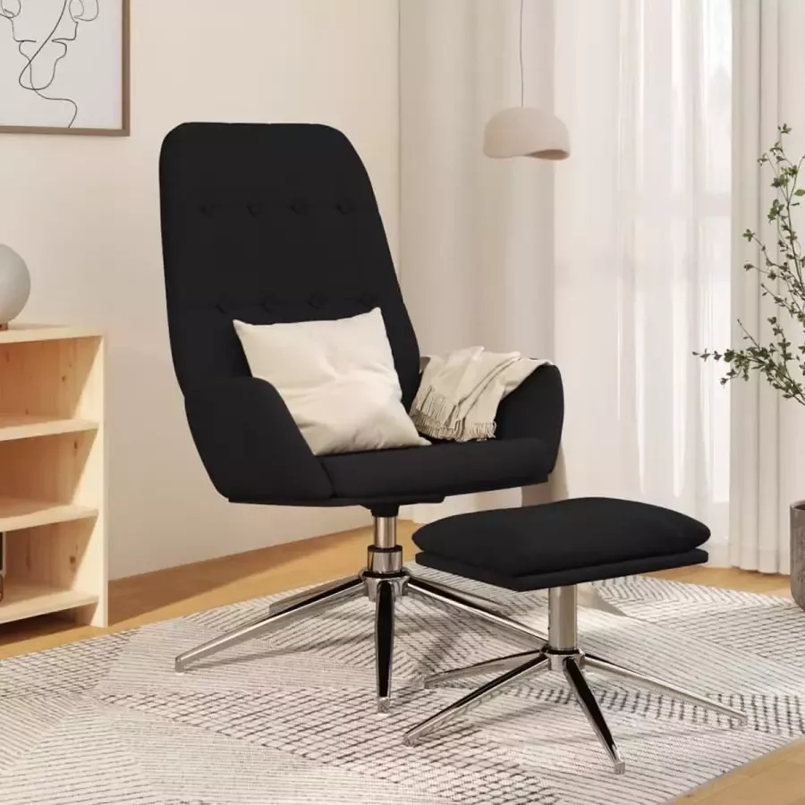 VIDAXL Relaxstoel met voetenbank microvezelstof zwart - Foto 2
