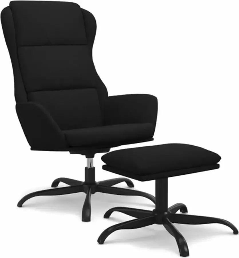 VidaXL Relaxstoel met voetenbank microvezelstof zwart - Foto 2