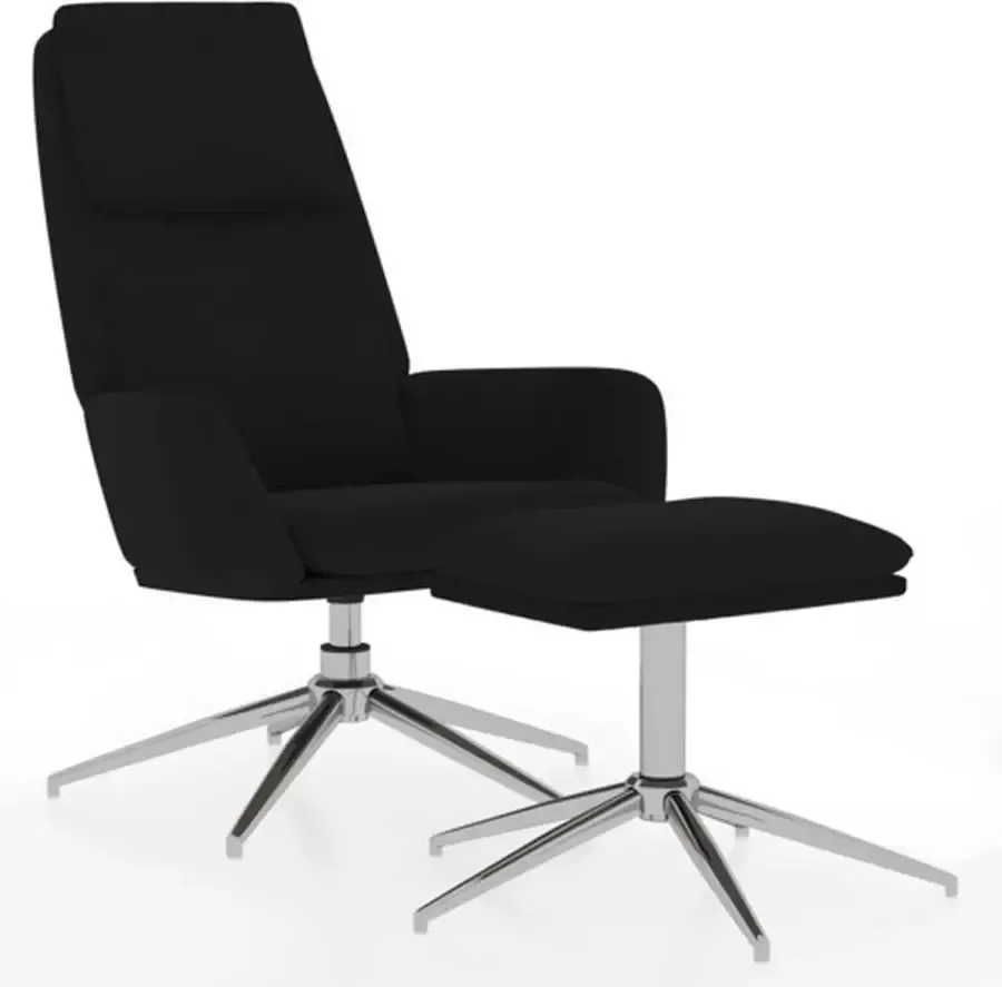 VidaXL Relaxstoel met voetenbank microvezelstof zwart - Foto 2