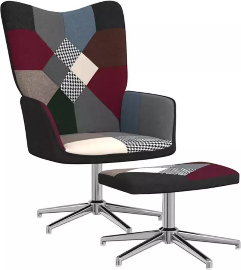 VIDAXL Relaxstoel met voetenbank patchwork stof - Foto 2