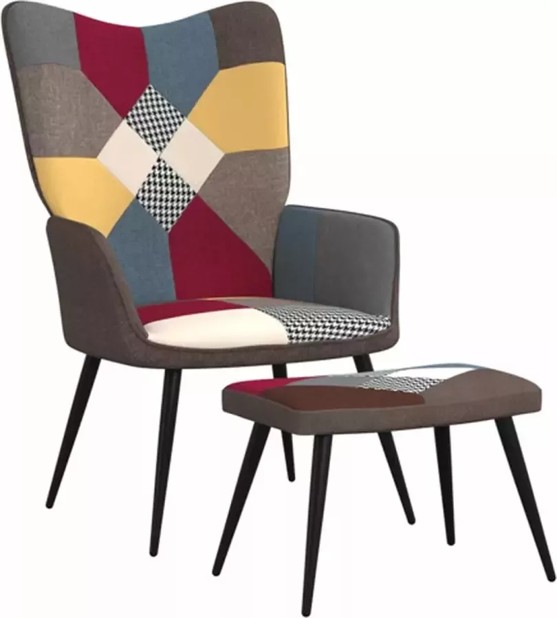 VIDAXL Relaxstoel met voetenbank patchwork stof - Foto 3