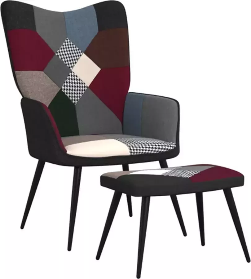 VidaXL Relaxstoel met voetenbank patchwork stof - Foto 1