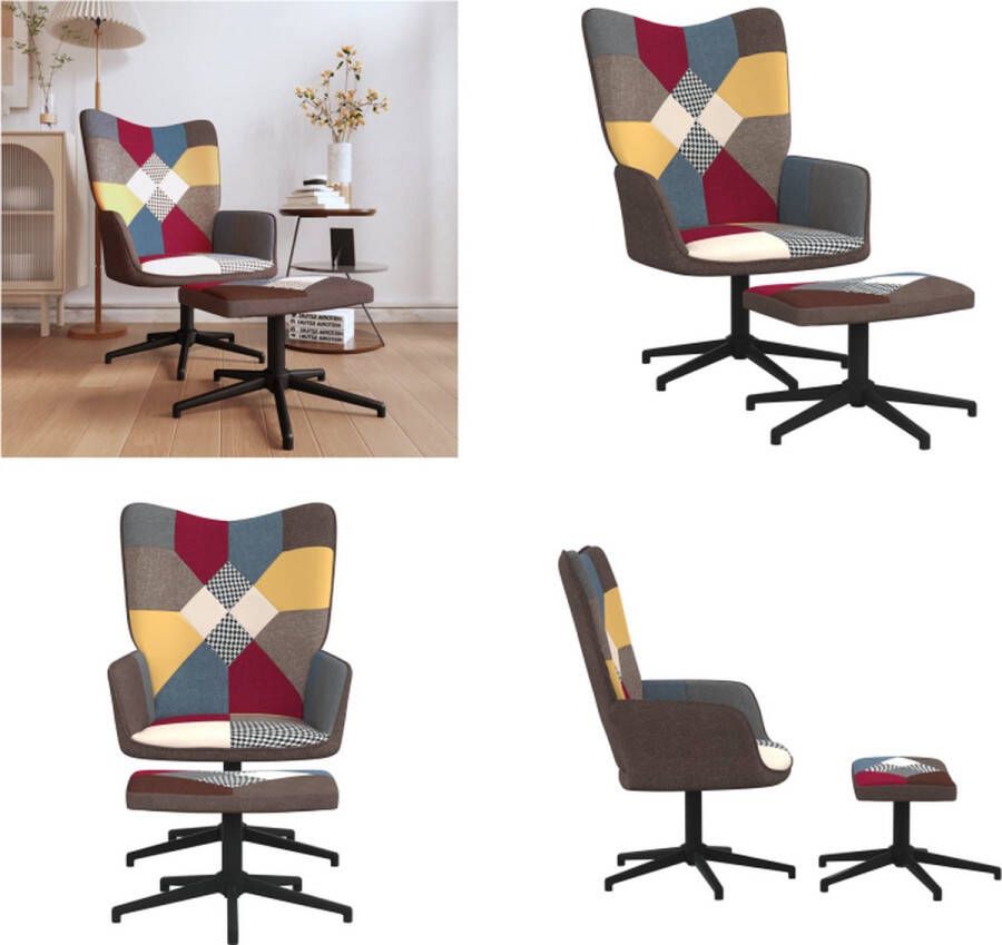 vidaXL Relaxstoel met voetenbank patchwork stof Relaxstoel Met Voetenbank Relaxstoelen Met Voetenbanken Zetel Met Voetenbankje Zetels Met Voetenbankjes