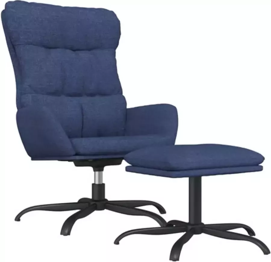 VIDAXL Relaxstoel met voetenbank stof blauw - Foto 2