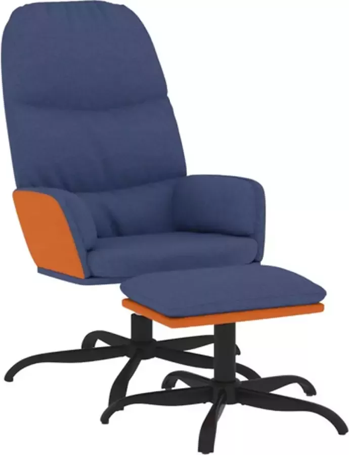 VIDAXL Relaxstoel met voetenbank stof blauw - Foto 2
