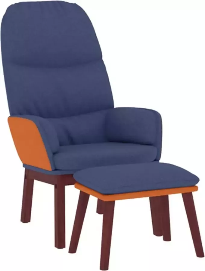 VidaXL Relaxstoel met voetenbank stof blauw - Foto 2