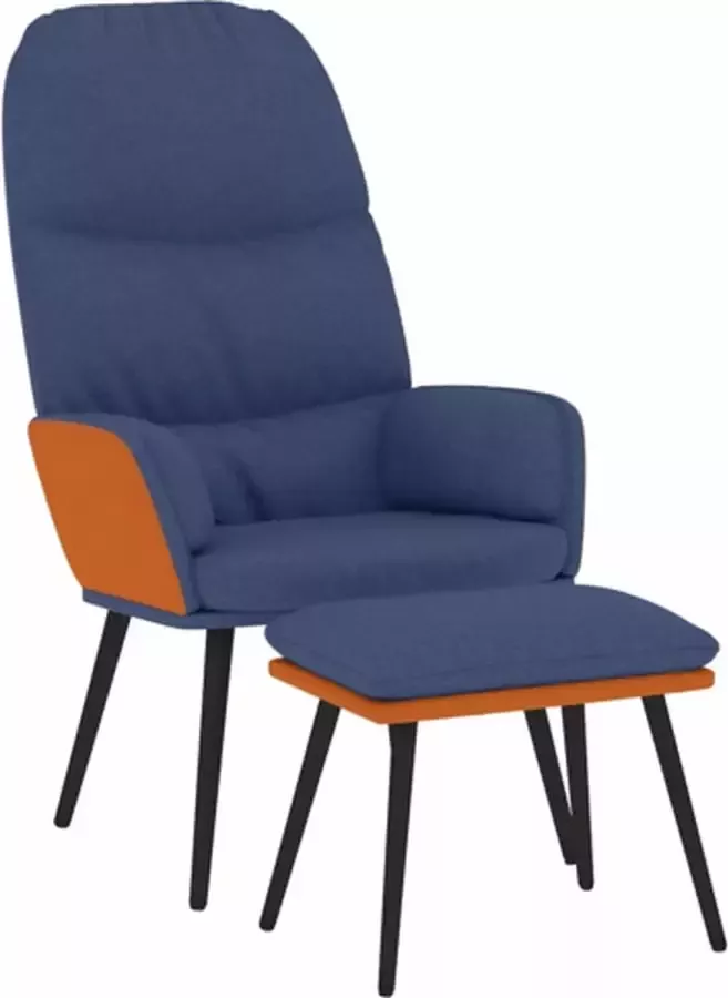 VIDAXL Relaxstoel met voetenbank stof blauw - Foto 2