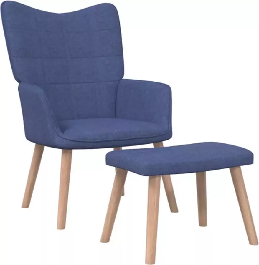 VidaXL Relaxstoel met voetenbank stof blauw - Foto 1