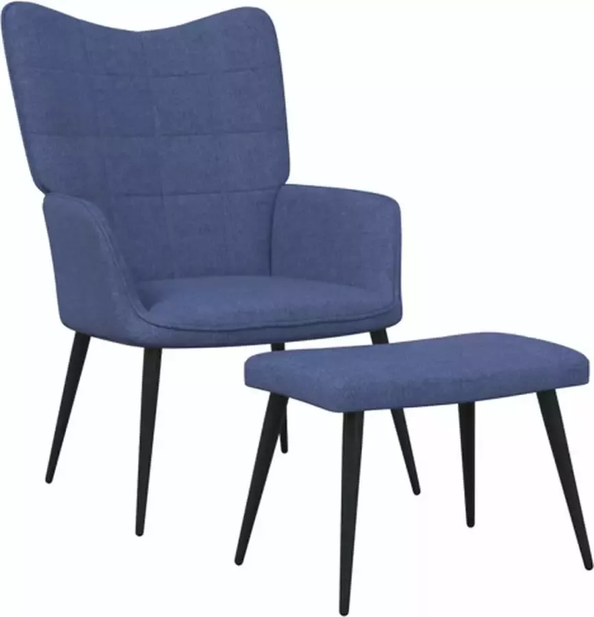VidaXL Relaxstoel met voetenbank stof blauw - Foto 1