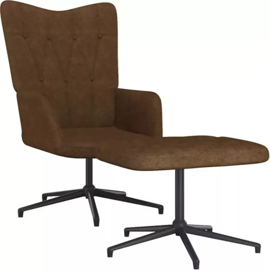 VIDAXL Relaxstoel met voetenbank stof bruin - Foto 4
