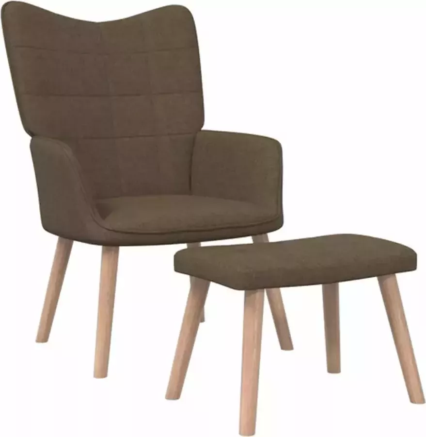 VidaXL Relaxstoel met voetenbank stof bruin - Foto 1