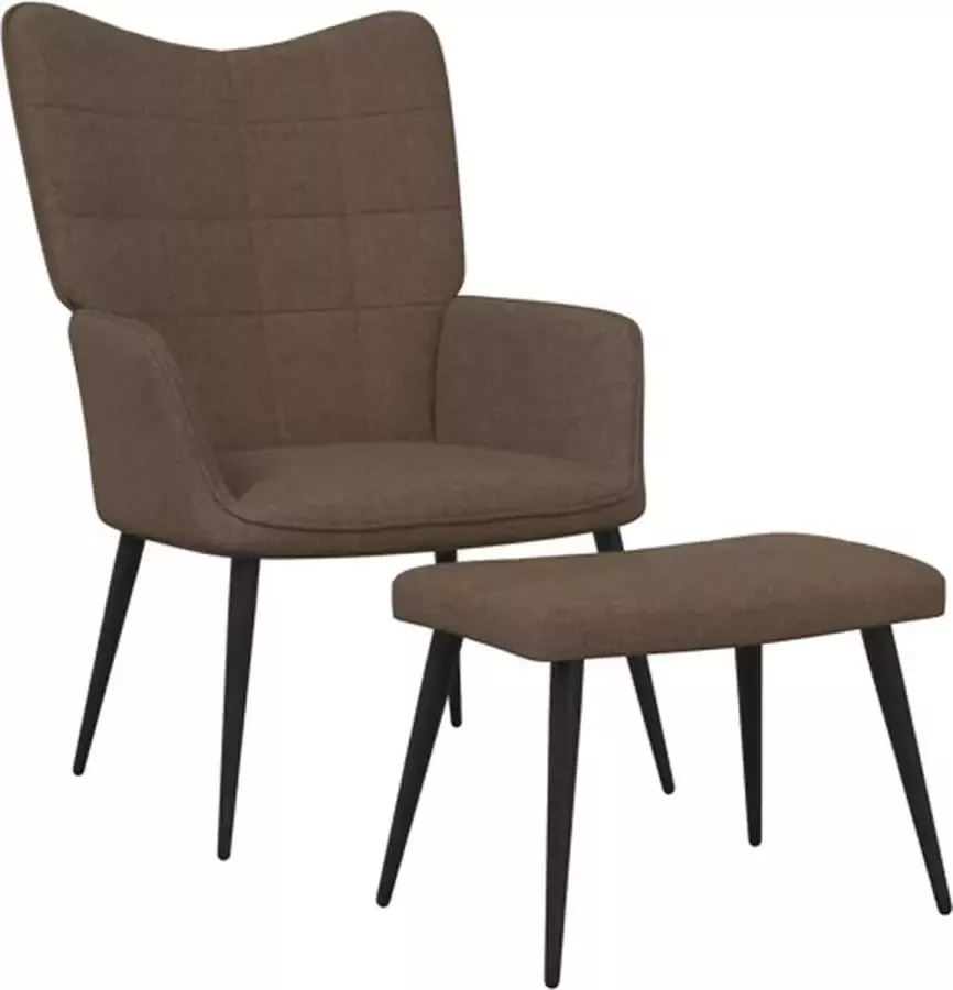 VidaXL Relaxstoel met voetenbank stof bruin - Foto 1
