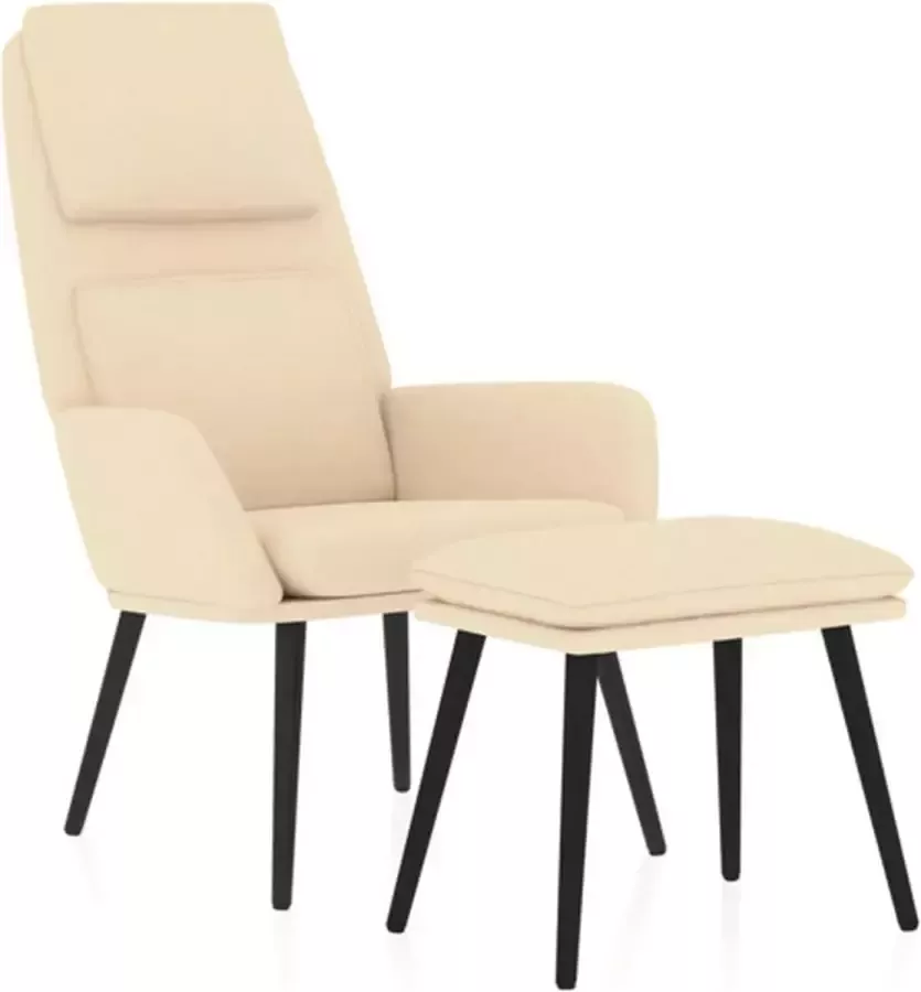 VidaXL Relaxstoel met voetenbank stof crèmekleurig - Foto 5