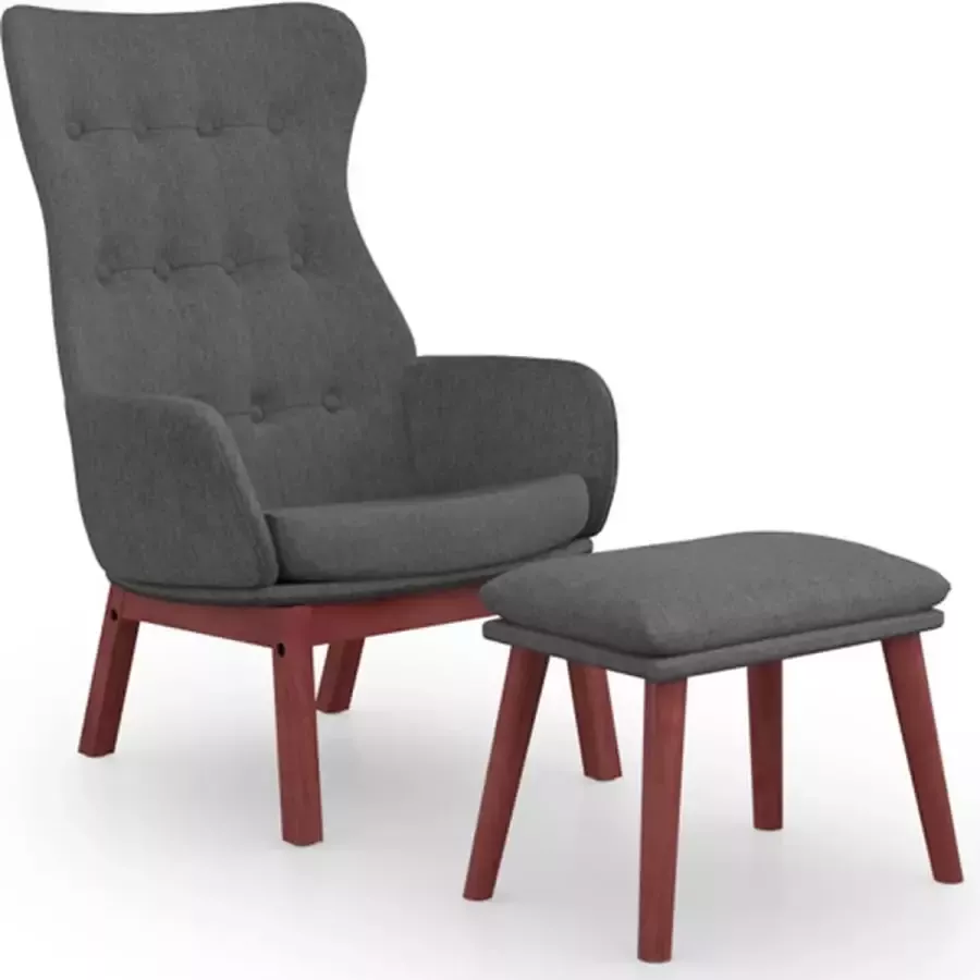 VidaXL Relaxstoel met voetenbank stof donkergrijs - Foto 1