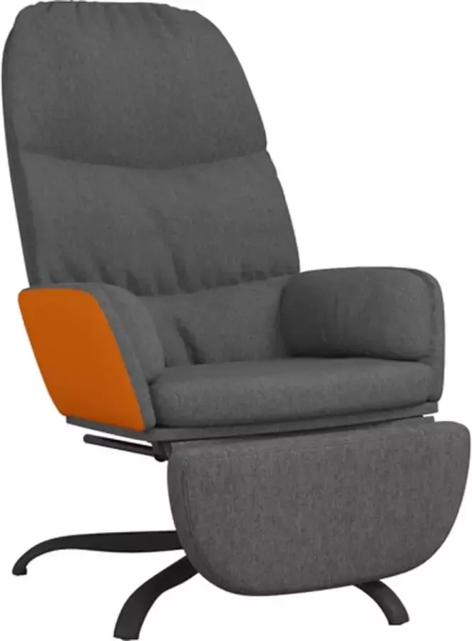 VidaXL Relaxstoel met voetenbank stof donkergrijs - Foto 2