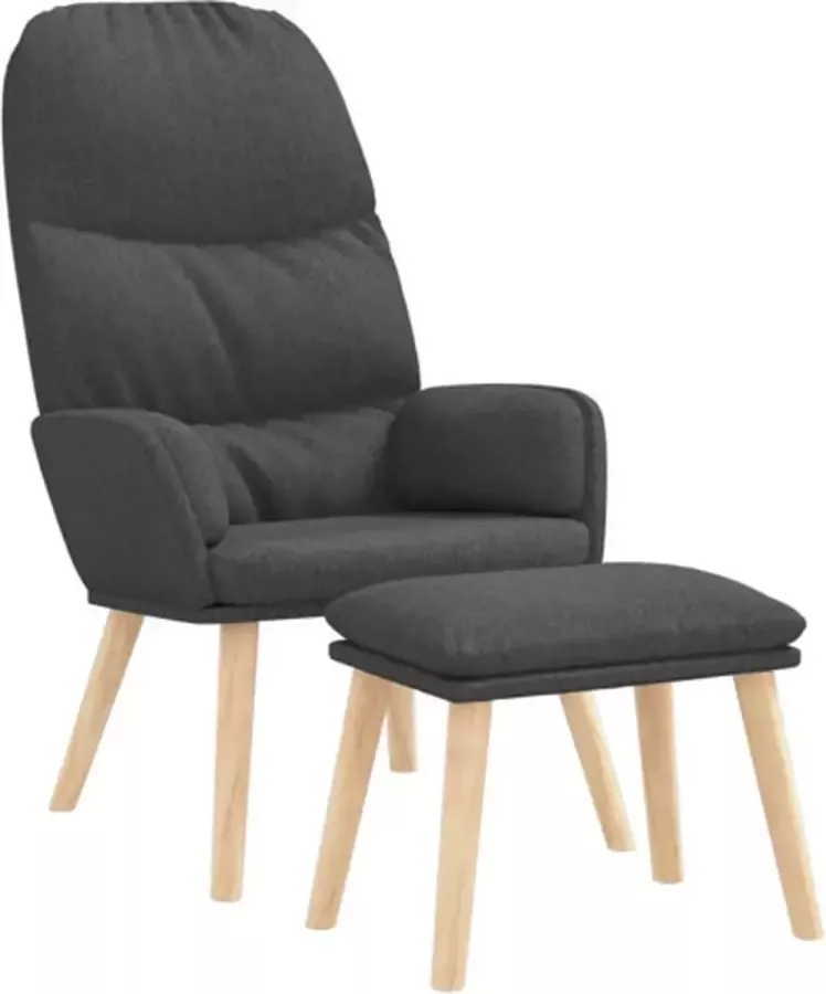 VIDAXL Relaxstoel met voetenbank stof donkergrijs - Foto 2