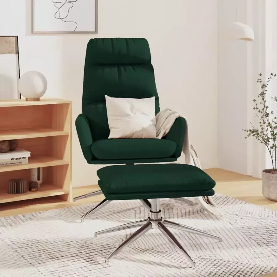 VidaXL Relaxstoel met voetenbank stof donkergroen