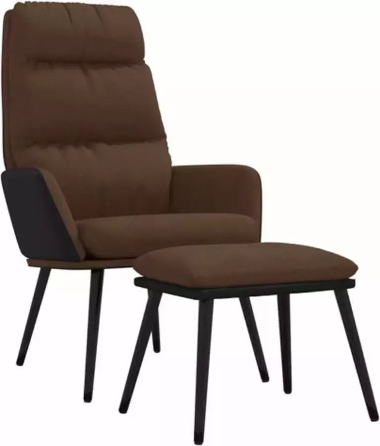VIDAXL Relaxstoel met voetenbank stof en kunstleer bruin - Foto 2