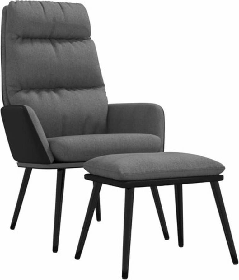 VIDAXL Relaxstoel met voetenbank stof en kunstleer lichtgrijs - Foto 2