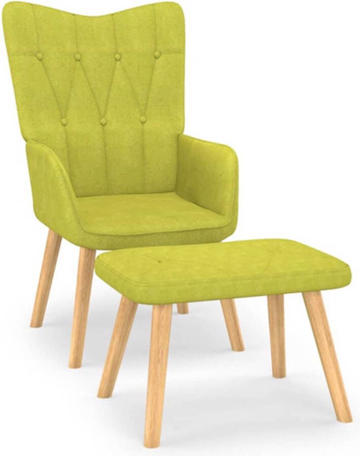 VidaXL Relaxstoel met voetenbank stof groen - Foto 1