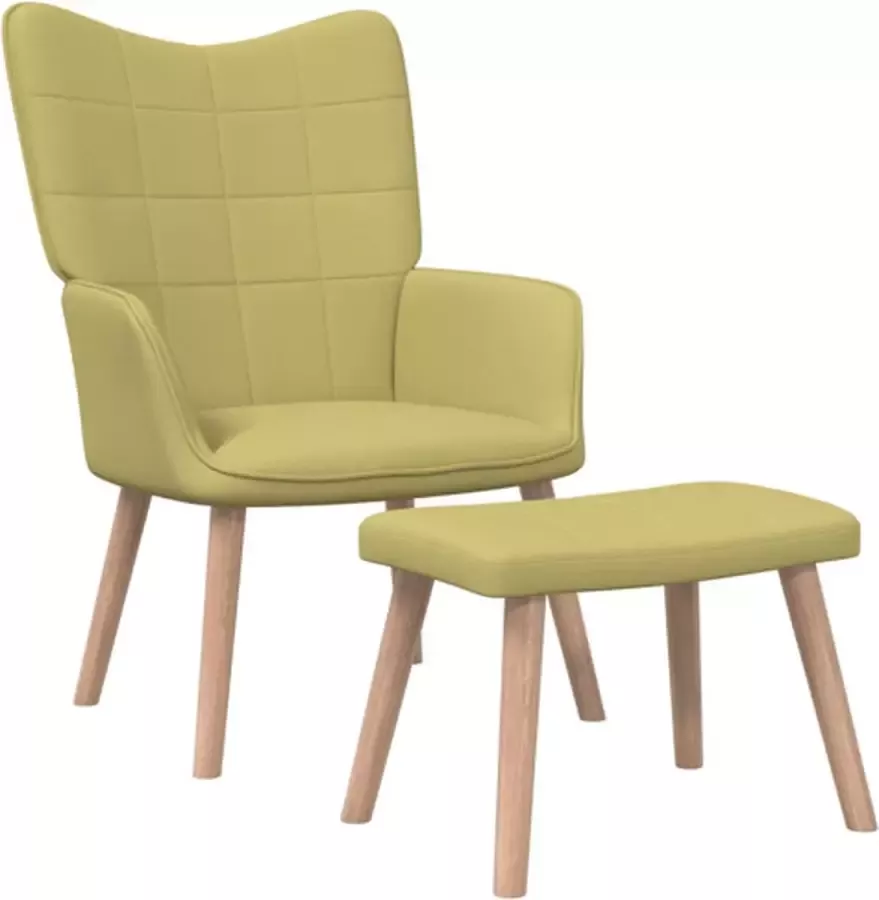 VidaXL Relaxstoel met voetenbank stof groen - Foto 1