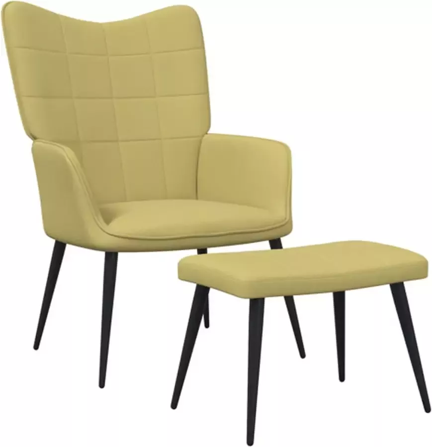 VIDAXL Relaxstoel met voetenbank stof groen - Foto 1