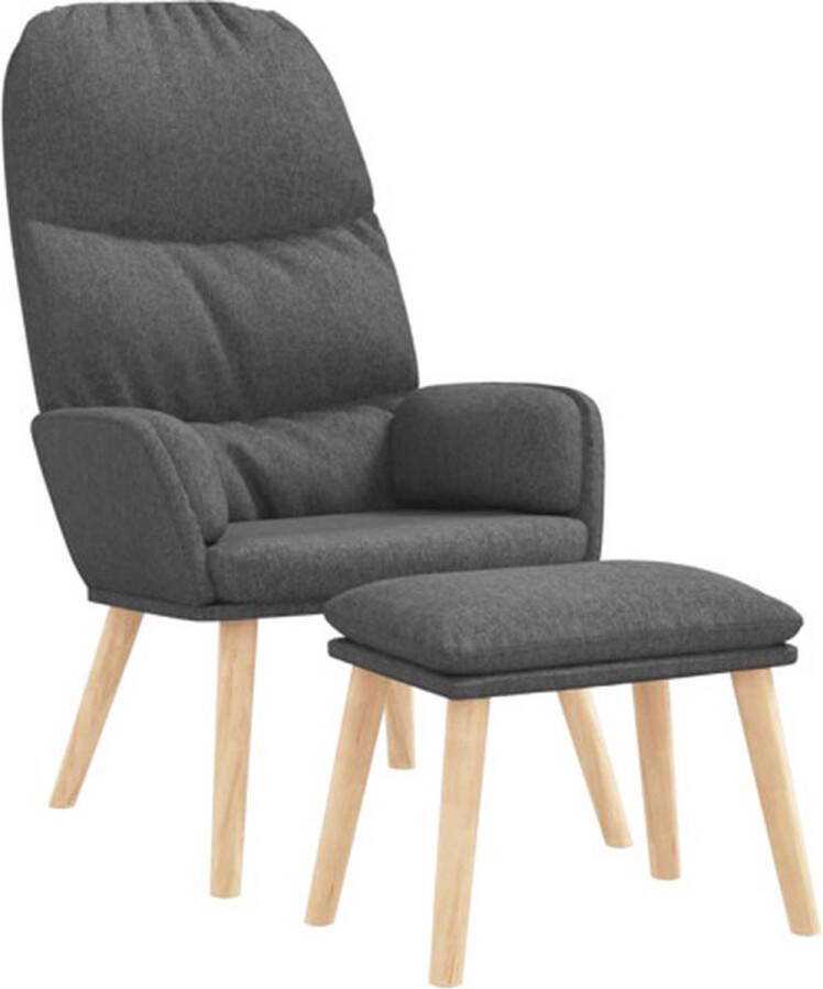 VidaXL Relaxstoel met voetenbank stof lichtgrijs - Foto 2