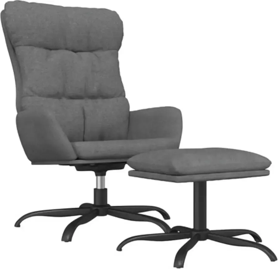 VidaXL Relaxstoel met voetenbank stof lichtgrijs - Foto 2