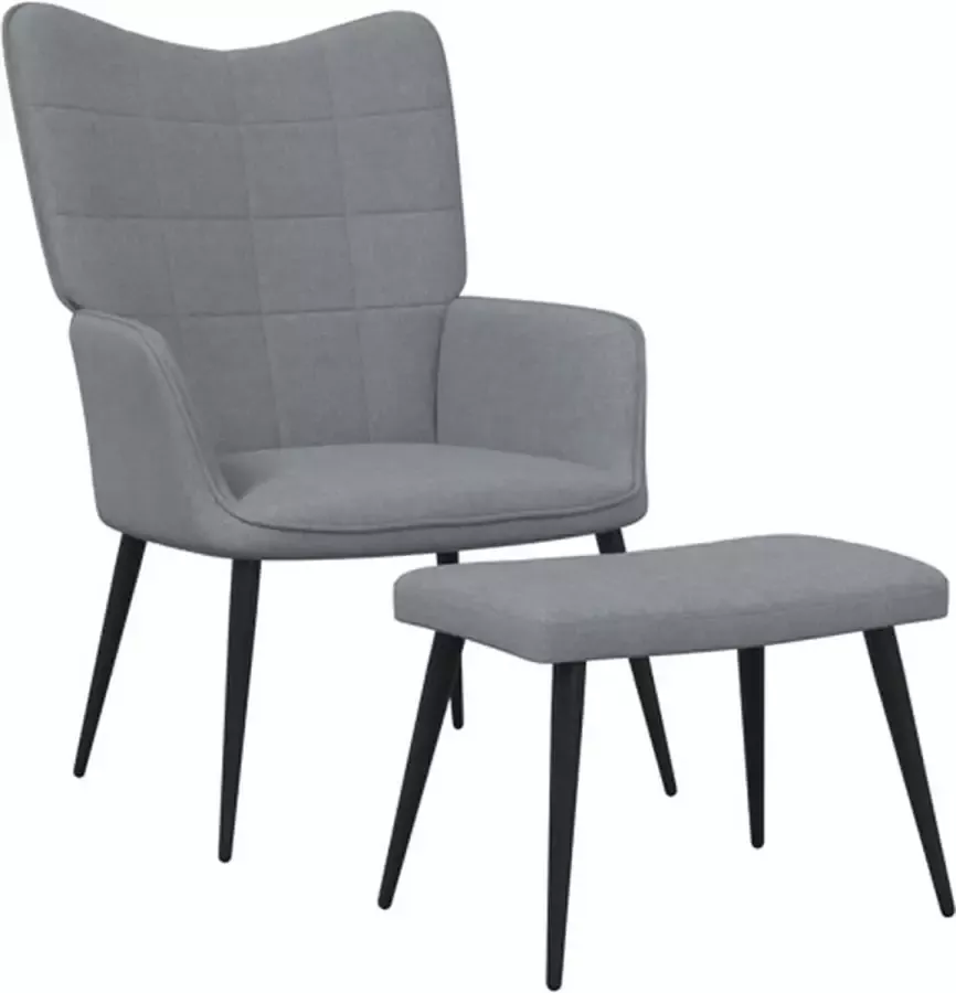 VIDAXL Relaxstoel met voetenbank stof lichtgrijs