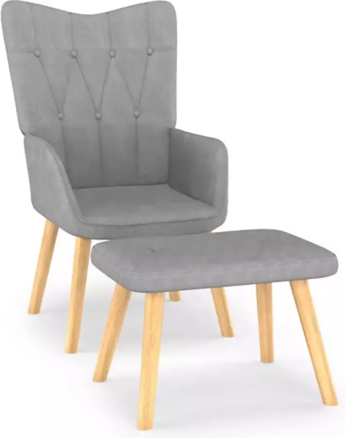 VidaXL Relaxstoel met voetenbank stof lichtgrijs