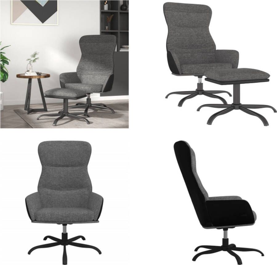 VidaXL Relaxstoel met voetenbank stof lichtgrijs Relaxstoel Met Voetenbank Relaxstoelen Met Voetenbanken Zetel Met Voetenbankje Relaxstoel