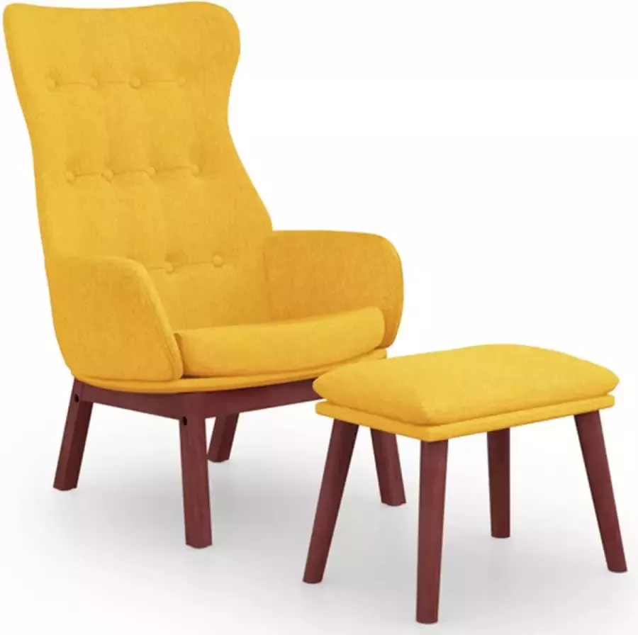 VIDAXL Relaxstoel met voetenbank stof mosterdgeel - Foto 2
