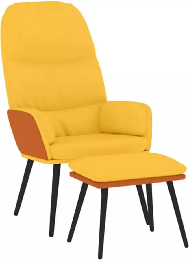 VIDAXL Relaxstoel met voetenbank stof mosterdgeel - Foto 2