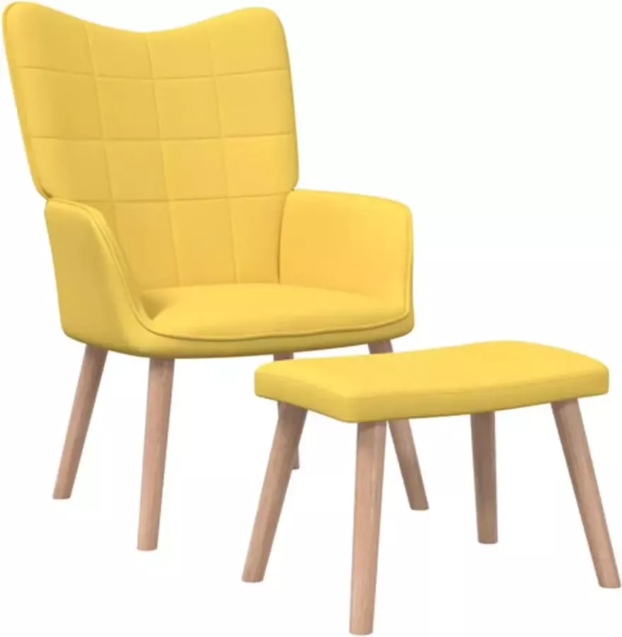 VIDAXL Relaxstoel met voetenbank stof mosterdgeel - Foto 1