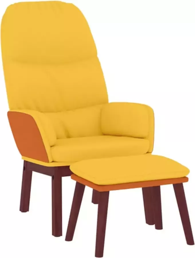 VidaXL Relaxstoel met voetenbank stof mosterdgeel - Foto 2