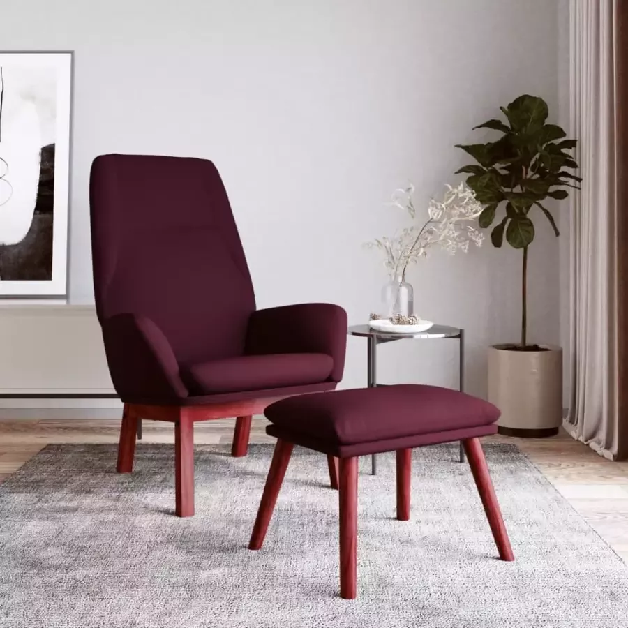 VIDAXL Relaxstoel met voetenbank stof paars - Foto 2