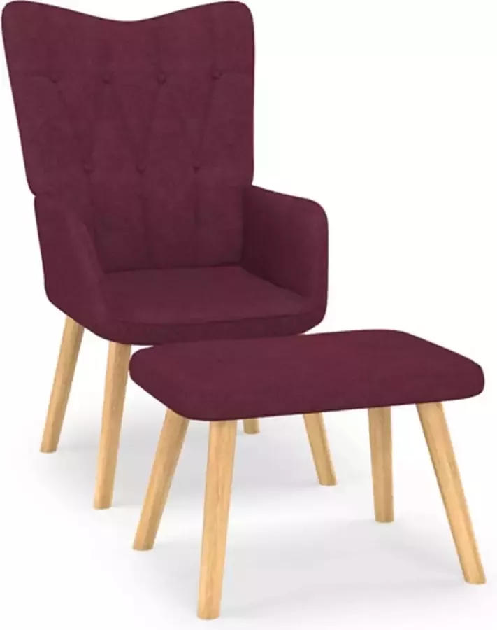 VidaXL Relaxstoel met voetenbank stof paars - Foto 3