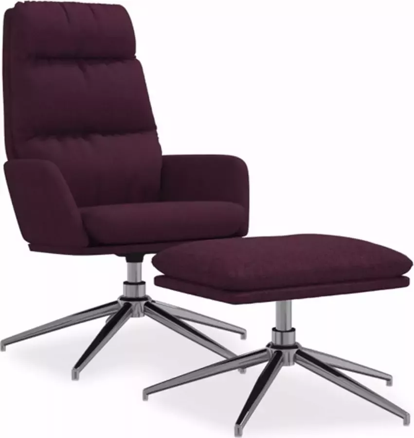 VidaXL Relaxstoel met voetenbank stof paars - Foto 2