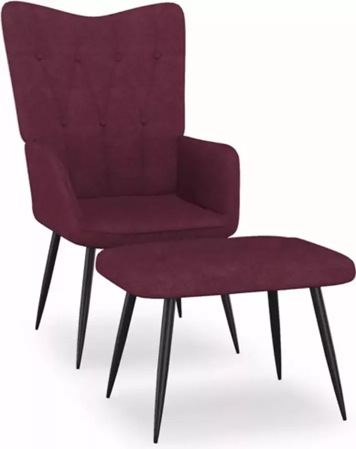 VIDAXL Relaxstoel met voetenbank stof paars