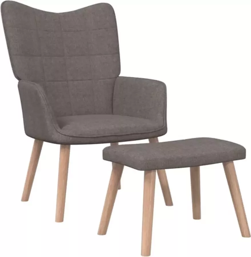 VIDAXL Relaxstoel met voetenbank stof taupe - Foto 1