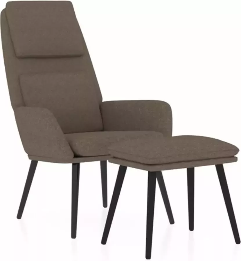 VIDAXL Relaxstoel met voetenbank stof taupe - Foto 2