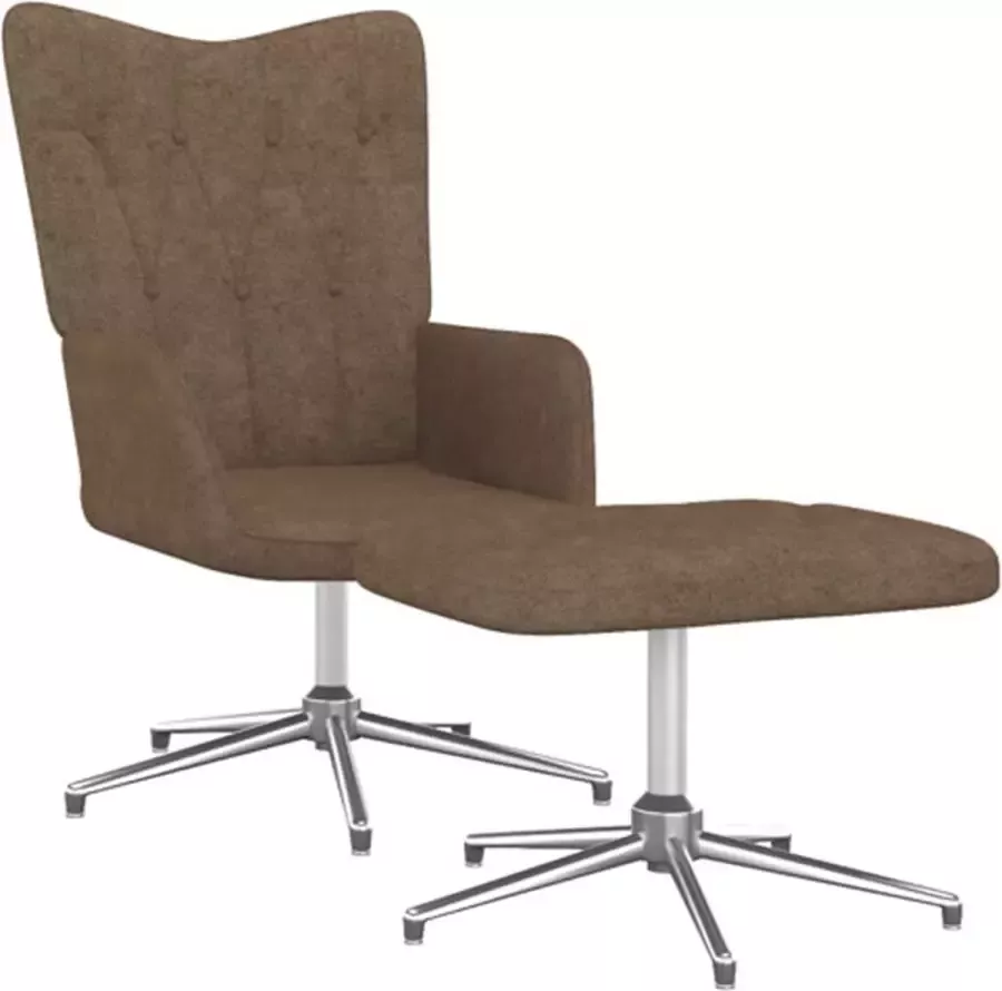 VIDAXL Relaxstoel met voetenbank stof taupe - Foto 1