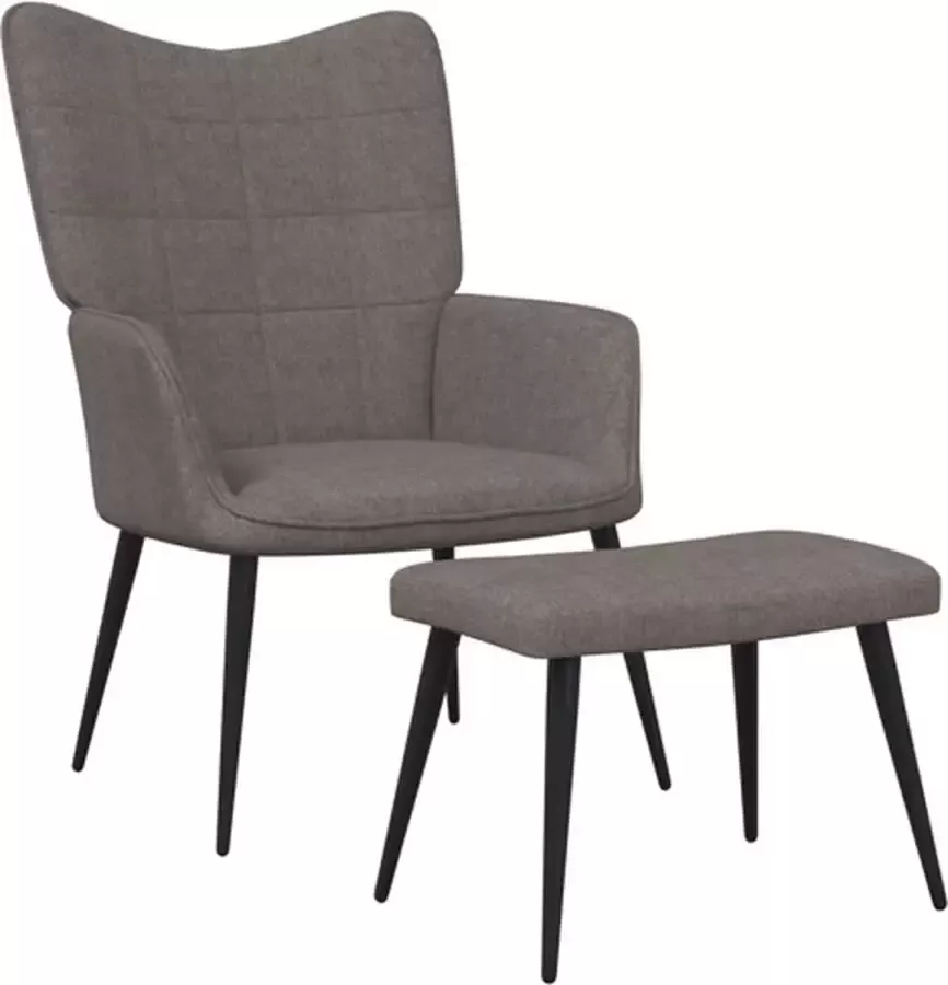 VidaXL Relaxstoel met voetenbank stof taupe - Foto 1