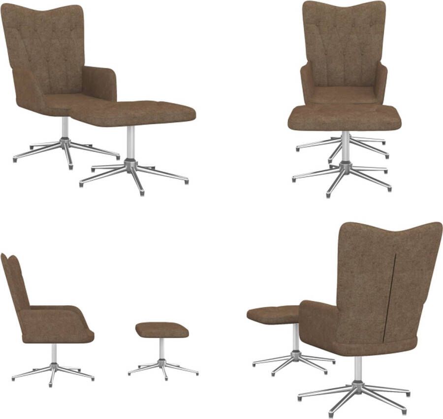 VidaXL Relaxstoel met voetenbank stof taupe Relaxstoel Met Voetenbank Relaxstoelen Met Voetenbanken Zetel Met Voetenbankje Zetels Met Voetenbankjes