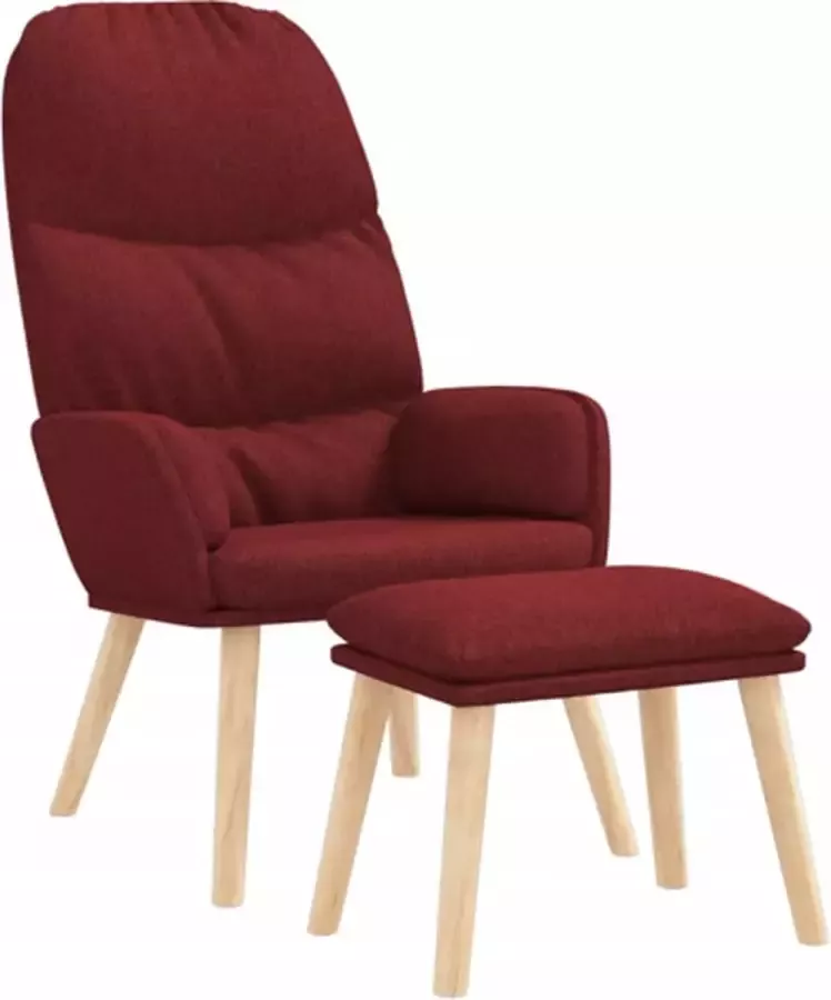 VidaXL Relaxstoel met voetenbank stof wijnrood - Foto 2