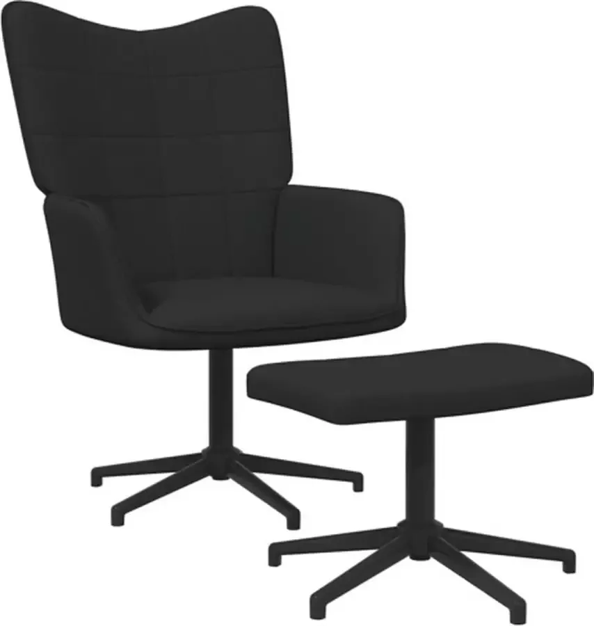 VIDAXL Relaxstoel met voetenbank stof zwart - Foto 1